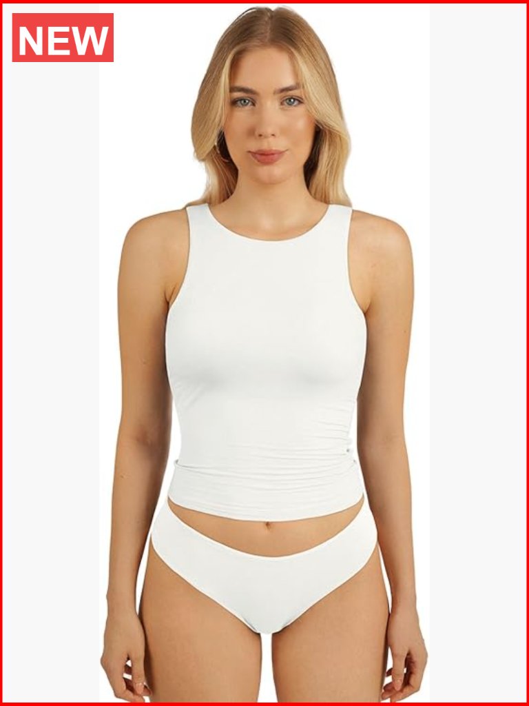 High Neck Double Lined Tank Top Sleeveless Crop Top Workout